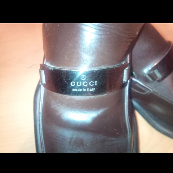 ORIGINAL GUCCI SILVER BUCLE MEN SHOES BROWN COLOR SIZE USD9D/EU41 - Picture 1 of 4